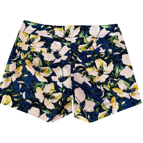 J. Crew Cotton Stretch Shorts Womens Blue Yellow Green Floral Chino size 4 - Picture 2 of 6